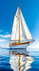 Fototapeta premium Elegant sailboat glides across calm waters under a vibrant sky