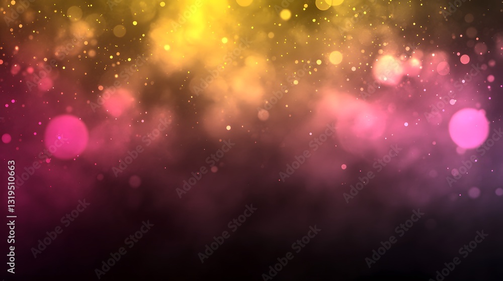 Aufkleber an abstract gradient background with bokeh lights and floating particles