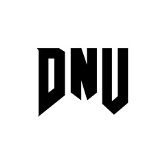 DNU letter logo design for technology company. DNU logo design black and white color combination. DNU logo, DNU vector, DNU design, DNU icon, DNU alphabet. DNU typography logo design.