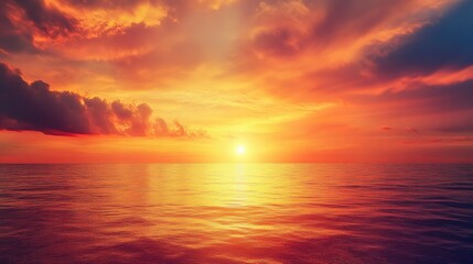 Obraz premium Radiant Sunse Over a Vibrant Beach: An Abstract Cloudscape Filled with Delightful Colours