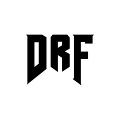 DRF letter logo design for technology company. DRF logo design black and white color combination. DRF logo, DRF vector, DRF design, DRF icon, DRF alphabet. DRF typography logo design.