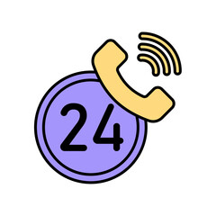 Icon a 24 hours, isolated against a clean background.