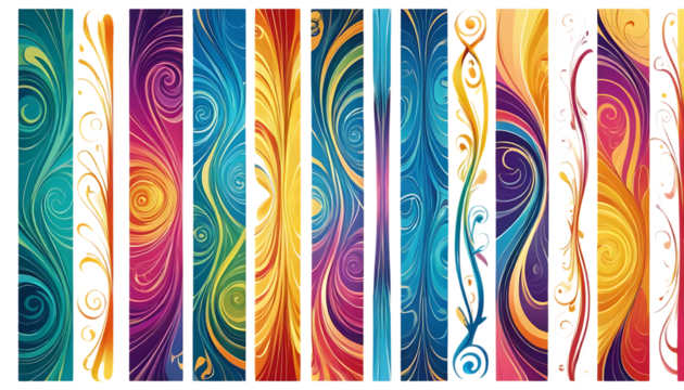  Colorful abstract bars with swirling patterns png 