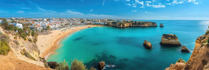 Stunning Coastal Vista of Albufeira: A Breathtaking Algarve Landscape by the Atlantic