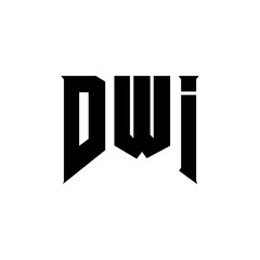 DWI letter logo design for technology company. DWI logo design black and white color combination. DWI logo, DWI vector, DWI design, DWI icon, DWI alphabet. DWI typography logo design.