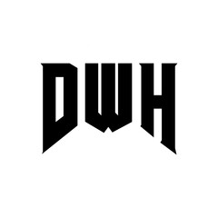 DWH letter logo design for technology company. DWH logo design black and white color combination. DWH logo, DWH vector, DWH design, DWH icon, DWH alphabet. DWH typography logo design.