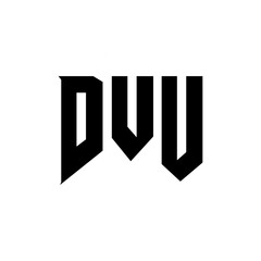 DVU letter logo design for technology company. DVU logo design black and white color combination. DVU logo, DVU vector, DVU design, DVU icon, DVU alphabet. DVU typography logo design.