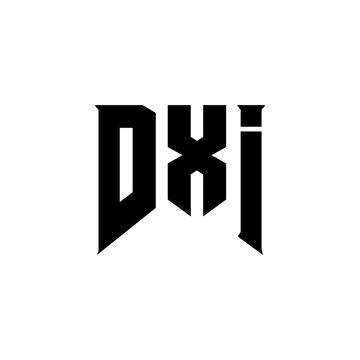 DXI letter logo design for technology company. DXI logo design black and white color combination. DXI logo, DXI vector, DXI design, DXI icon, DXI alphabet. DXI typography logo design.