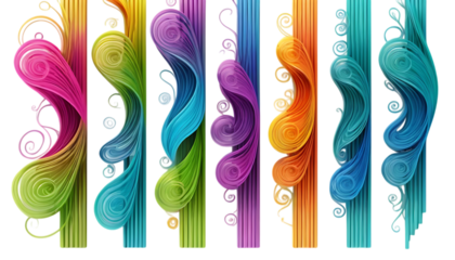  Colorful abstract bars with swirling patterns png