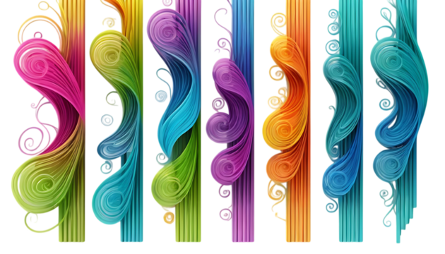  Colorful abstract bars with swirling patterns png