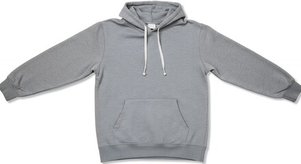 Grey hoodie sweatshirt flat lay for fashion apparel catalog product