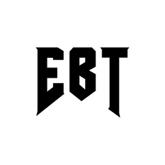 Obraz premium EBT letter logo design for technology company. EBT logo design black and white color combination. EBT logo, EBT vector, EBT design, EBT icon, EBT alphabet. EBT typography logo design.
