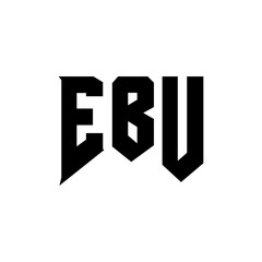 EBU letter logo design for technology company. EBU logo design black and white color combination. EBU logo, EBU vector, EBU design, EBU icon, EBU alphabet. EBU typography logo design.