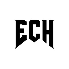 ECH letter logo design for technology company. ECH logo design black and white color combination. ECH logo, ECH vector, ECH design, ECH icon, ECH alphabet. ECH typography logo design.