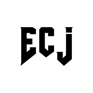 ECJ letter logo design for technology company. ECJ logo design black and white color combination. ECJ logo, ECJ vector, ECJ design, ECJ icon, ECJ alphabet. ECJ typography logo design.