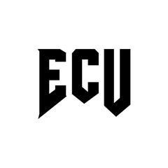 ECU letter logo design for technology company. ECU logo design black and white color combination. ECU logo, ECU vector, ECU design, ECU icon, ECU alphabet. ECU typography logo design.