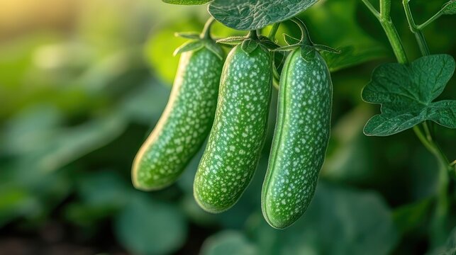 Fresh green peas hanging from vine