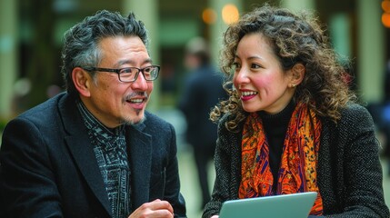 Two people engaged in conversation