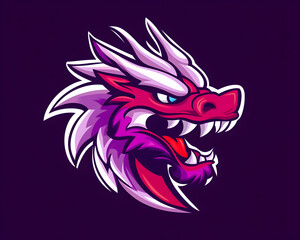 Fierce dragon mascot, vibrant colors, aggressive expression