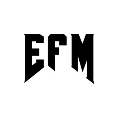 EFM letter logo design for technology company. EFM logo design black and white color combination. EFM logo, EFM vector, EFM design, EFM icon, EFM alphabet. EFM typography logo design.