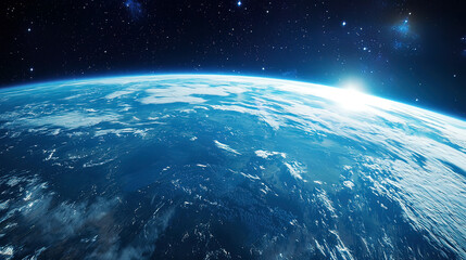 Obraz premium View of Earth from a futuristic spacecraft as it approaches orbit, highly detailed atmosphere