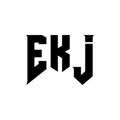 EKJ letter logo design for technology company. EKJ logo design black and white color combination. EKJ logo, EKJ vector, EKJ design, EKJ icon, EKJ alphabet. EKJ typography logo design.