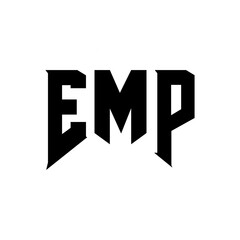 EMP letter logo design for technology company. EMP logo design black and white color combination. EMP logo, EMP vector, EMP design, EMP icon, EMP alphabet. EMP typography logo design.