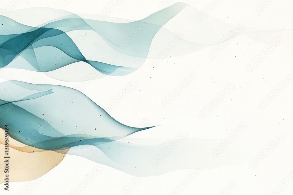 Poster serene composition of abstract lines mingled with dots in harmonious pattern on neutral backdrop