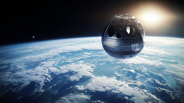 View of Earth from a transparent space pod as it orbits the planet, ultra-detailed