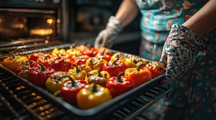 Senior Italian woman serves delicious lasagna from rustic kitchen oven in family home
