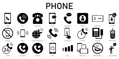 Fototapeta premium Set of Phone Icons or symbols Vector fully editable file.