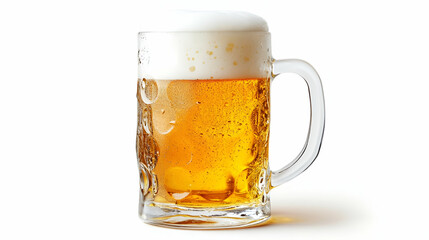 A refreshing glass of beer filled with golden liquid and topped with frothy foam, perfect for any celebration.