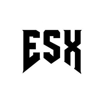 ESX letter logo design for technology company. ESX logo design black and white color combination. ESX logo, ESX vector, ESX design, ESX icon, ESX alphabet. ESX typography logo design.