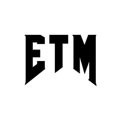 ETM letter logo design for technology company. ETM logo design black and white color combination. ETM logo, ETM vector, ETM design, ETM icon, ETM alphabet. ETM typography logo design.