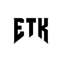ETK letter logo design for technology company. ETK logo design black and white color combination. ETK logo, ETK vector, ETK design, ETK icon, ETK alphabet. ETK typography logo design.
