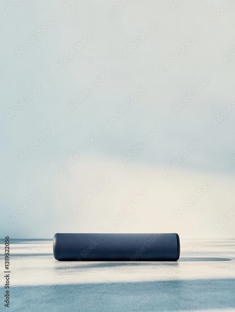 Poster minimalist fitness roller placed on a clean surface with ample negative space showcasing a simple ye