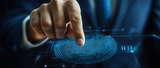 Businessman security verification systems include biometric authentication for additional security.