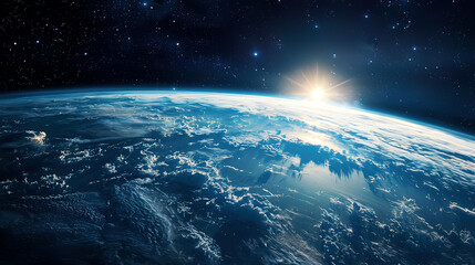 Obraz premium View of Earth’s atmosphere from a transparent space capsule, highly detailed clouds and cosmic background