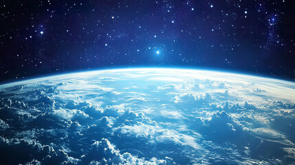 Obraz premium View of Earth’s atmosphere from a transparent space pod, ultra-realistic clouds and stars