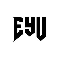 Obraz premium EYU letter logo design for technology company. EYU logo design black and white color combination. EYU logo, EYU vector, EYU design, EYU icon, EYU alphabet. EYU typography logo design.