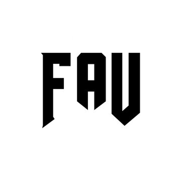 FAU letter logo design for technology company. FAU logo design black and white color combination. FAU logo, FAU vector, FAU design, FAU icon, FAU alphabet. FAU typography logo design.