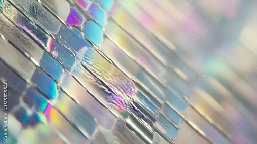 Poster reflective surface showing iridescent colors arranged in a pattern