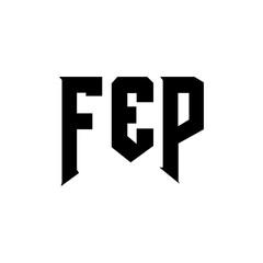 Obraz premium FEP letter logo design for technology company. FEP logo design black and white color combination. FEP logo, FEP vector, FEP design, FEP icon, FEP alphabet. FEP typography logo design.