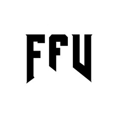 Obraz premium FFV letter logo design for technology company. FFV logo design black and white color combination. FFV logo, FFV vector, FFV design, FFV icon, FFV alphabet. FFV typography logo design.