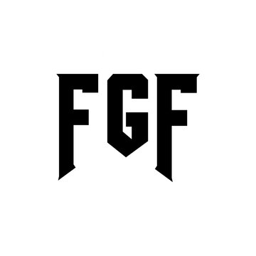 FGF letter logo design for technology company. FGF logo design black and white color combination. FGF logo, FGF vector, FGF design, FGF icon, FGF alphabet. FGF typography logo design.