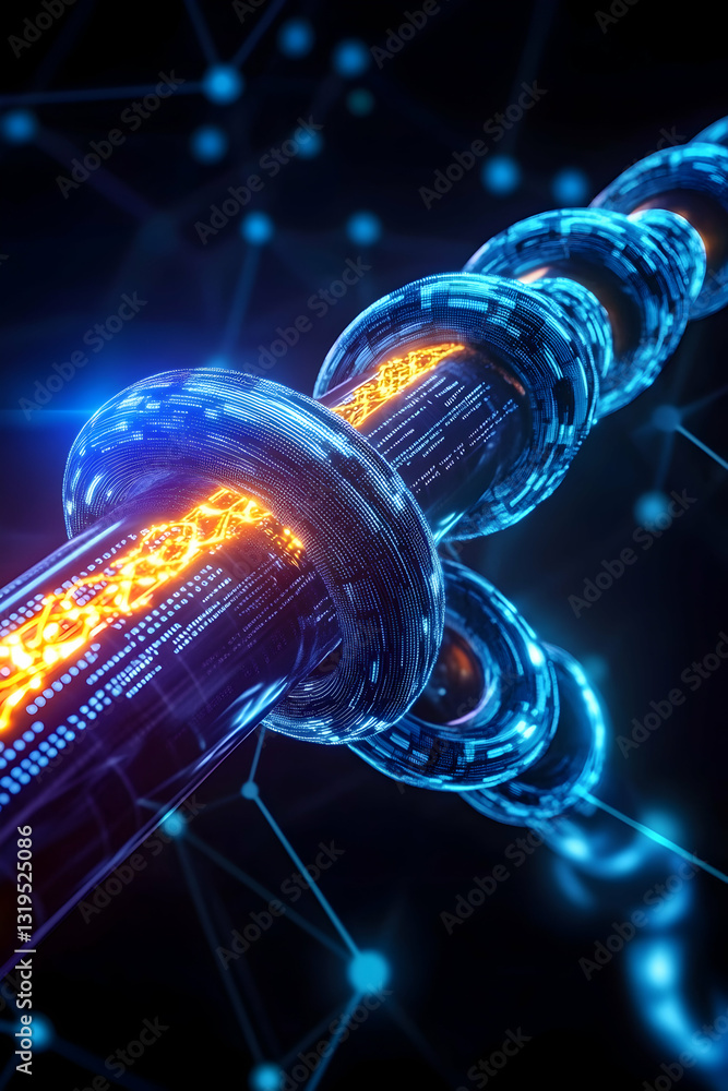 Poster futuristic data pipeline network