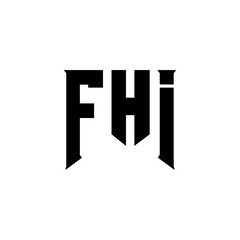 FHI letter logo design for technology company. FHI logo design black and white color combination. FHI logo, FHI vector, FHI design, FHI icon, FHI alphabet. FHI typography logo design.
