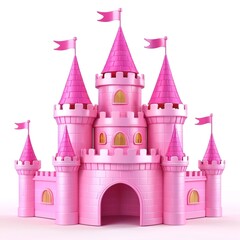 Colorful Pink Castle with Flags and Turrets for Imaginative Play