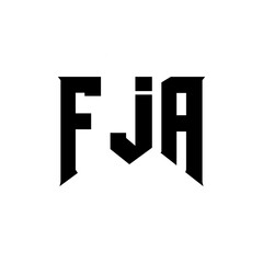 FJA letter logo design for technology company. FJA logo design black and white color combination. FJA logo, FJA vector, FJA design, FJA icon, FJA alphabet. FJA typography logo design.