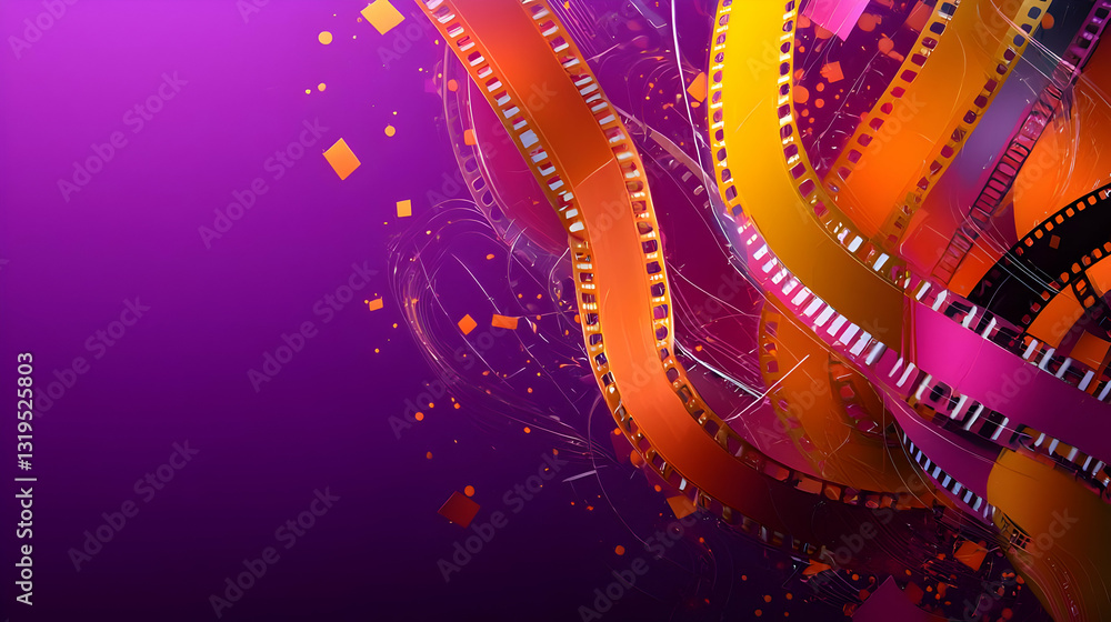 Aufkleber abstract ribbon design with gradient colors and dynamic motion against purple background